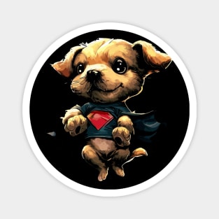 Superhero retro puppy dog Magnet